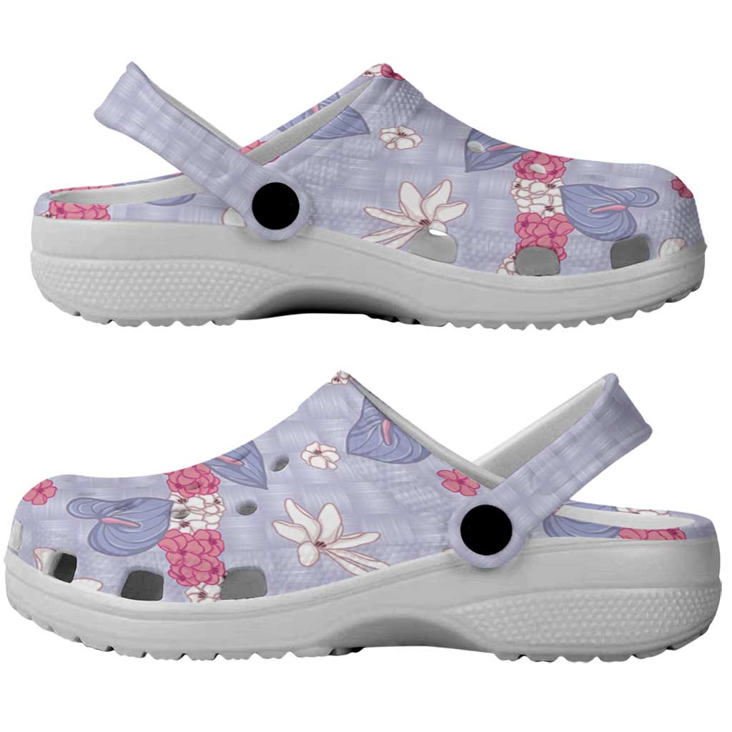 Hawaii Anthurium Tiare Pikake Lei Clogs Shoes Poni Lauhala Art Pattern LT01 - Polynesian Pride