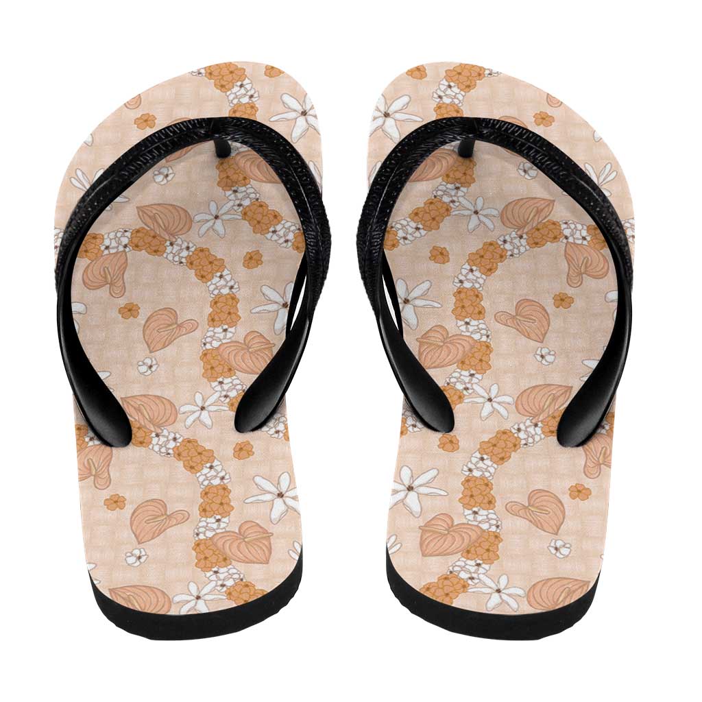 Hawaii Anthurium Tiare Pikake Lei Flip Flops Alani Lauhala Art Pattern