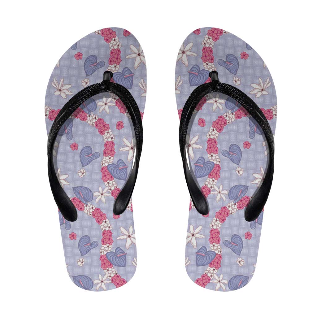 Hawaii Anthurium Tiare Pikake Lei Flip Flops Poni Lauhala Art Pattern
