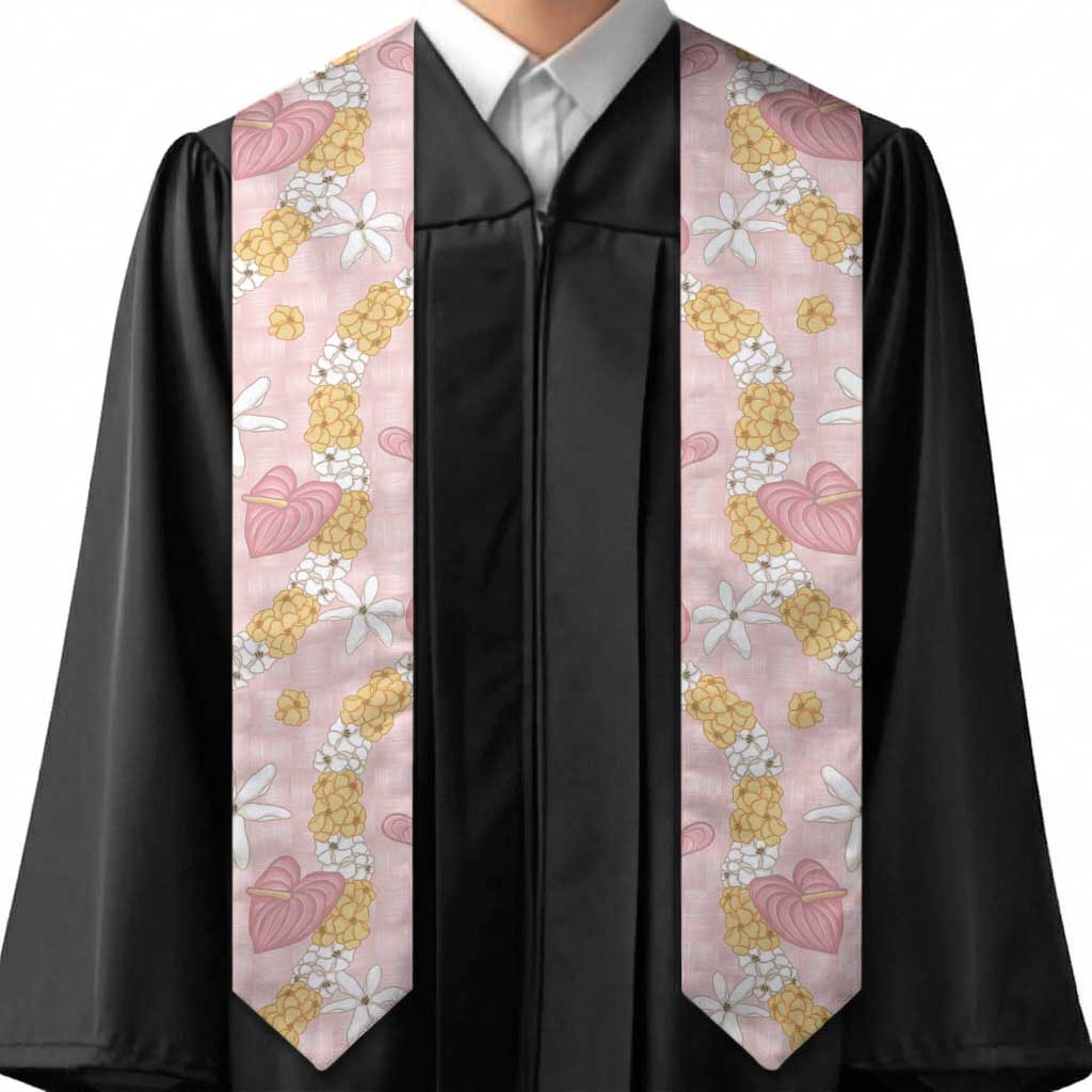 Hawaii Anthurium Tiare Pikake Lei Graduation Stole Akala Lauhala Art Pattern