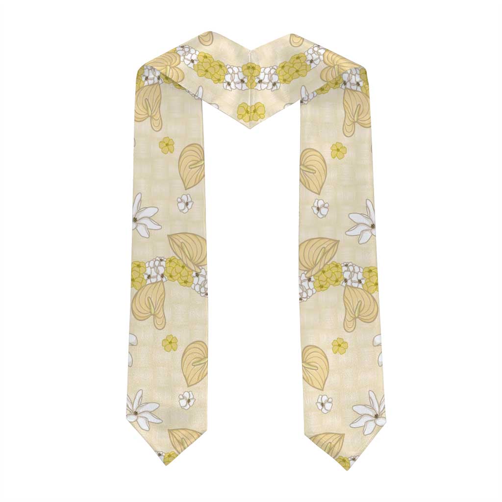 Hawaii Anthurium Tiare Pikake Lei Graduation Stole Melemele Lauhala Art Pattern