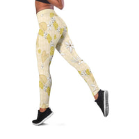 Hawaii Anthurium Tiare Pikake Lei Leggings Melemele Lauhala Art Pattern