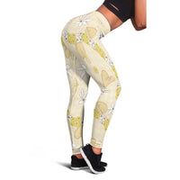 Hawaii Anthurium Tiare Pikake Lei Leggings Melemele Lauhala Art Pattern