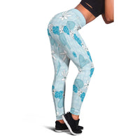 Hawaii Anthurium Tiare Pikake Lei Leggings UliUli Lauhala Art Pattern