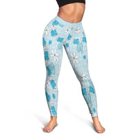 Hawaii Anthurium Tiare Pikake Lei Leggings UliUli Lauhala Art Pattern