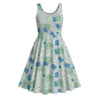 Hawaii Anthurium Tiare Pikake Lei Midi Dress Omaomao Lauhala Art Pattern