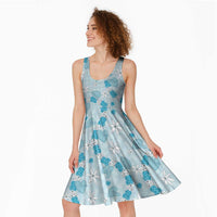 Hawaii Anthurium Tiare Pikake Lei Midi Dress UliUli Lauhala Art Pattern LT01 - Polynesian Pride