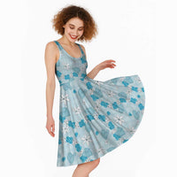 Hawaii Anthurium Tiare Pikake Lei Midi Dress UliUli Lauhala Art Pattern LT01 - Polynesian Pride