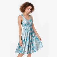 Hawaii Anthurium Tiare Pikake Lei Midi Dress UliUli Lauhala Art Pattern LT01 - Polynesian Pride