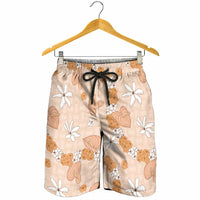 Hawaii Anthurium Tiare Pikake Lei Shorts for Men Alani Lauhala Art Pattern