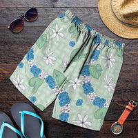 Hawaii Anthurium Tiare Pikake Lei Shorts for Men Omaomao Lauhala Art Pattern