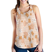 Hawaii Anthurium Tiare Pikake Lei Women Racerback Tank Alani Lauhala Art Pattern