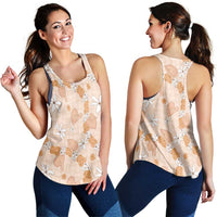Hawaii Anthurium Tiare Pikake Lei Women Racerback Tank Alani Lauhala Art Pattern