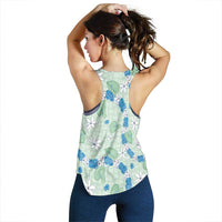Hawaii Anthurium Tiare Pikake Lei Women Racerback Tank Omaomao Lauhala Art Pattern