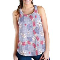 Hawaii Anthurium Tiare Pikake Lei Women Racerback Tank Poni Lauhala Art Pattern