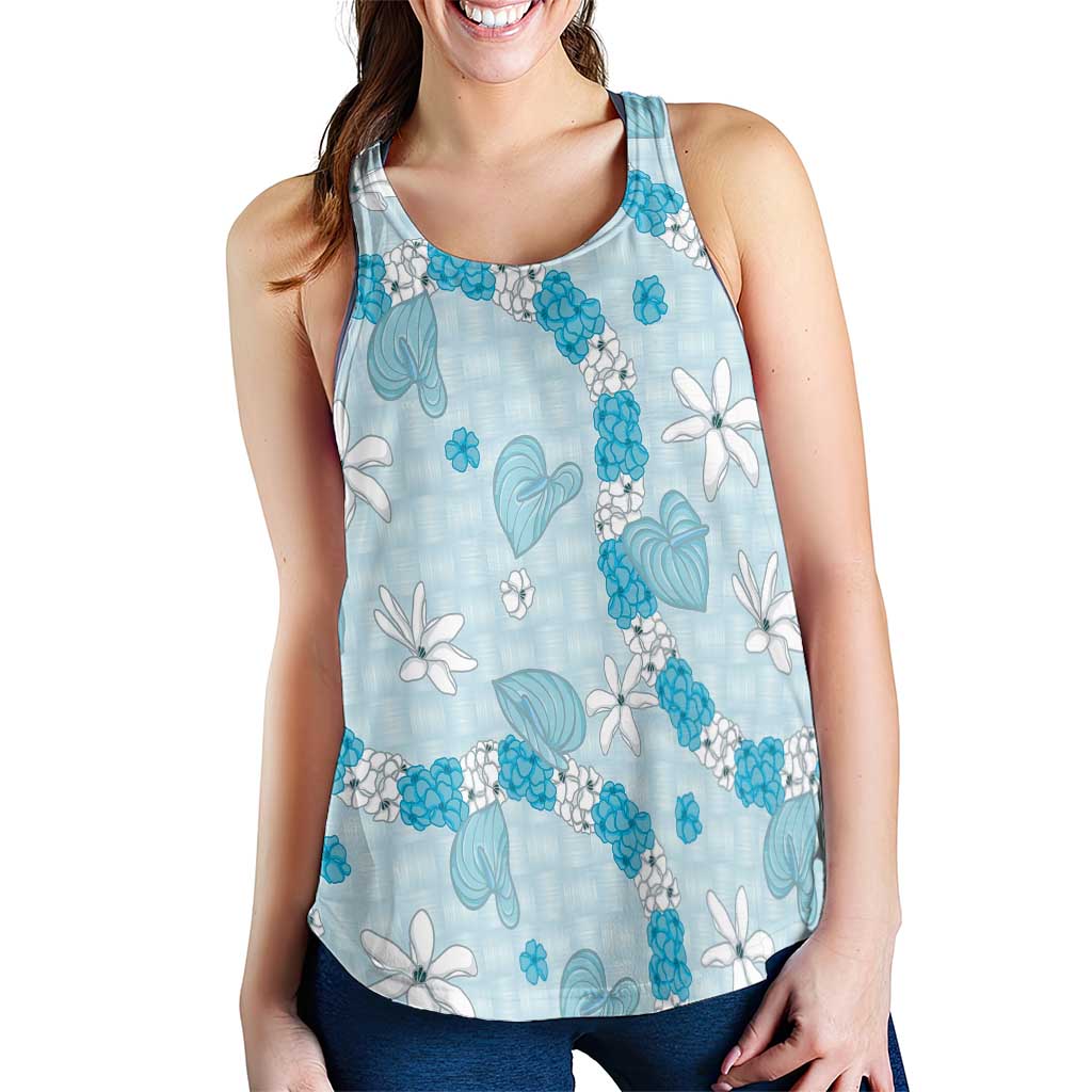 Hawaii Anthurium Tiare Pikake Lei Women Racerback Tank UliUli Lauhala Art Pattern