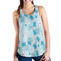Hawaii Anthurium Tiare Pikake Lei Women Racerback Tank UliUli Lauhala Art Pattern