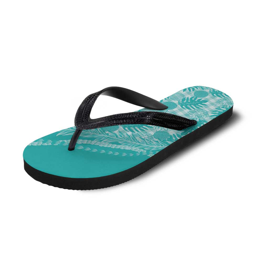 Hawaii Breadfruit Palaka Flip Flops Polu Opal Maile Lei - Polynesian Pride