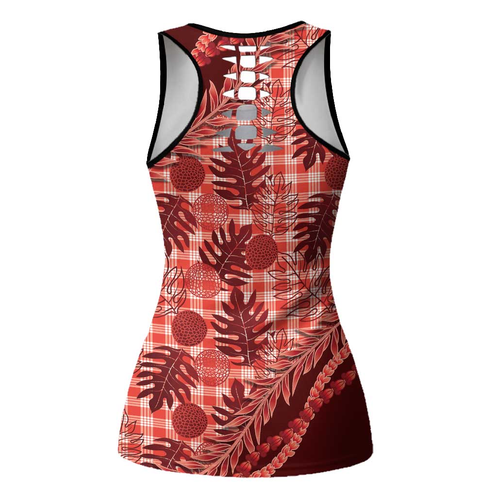 Hawaii Breadfruit Palaka Hollow Tank Top Ulaula Maile Lei - Polynesian Pride