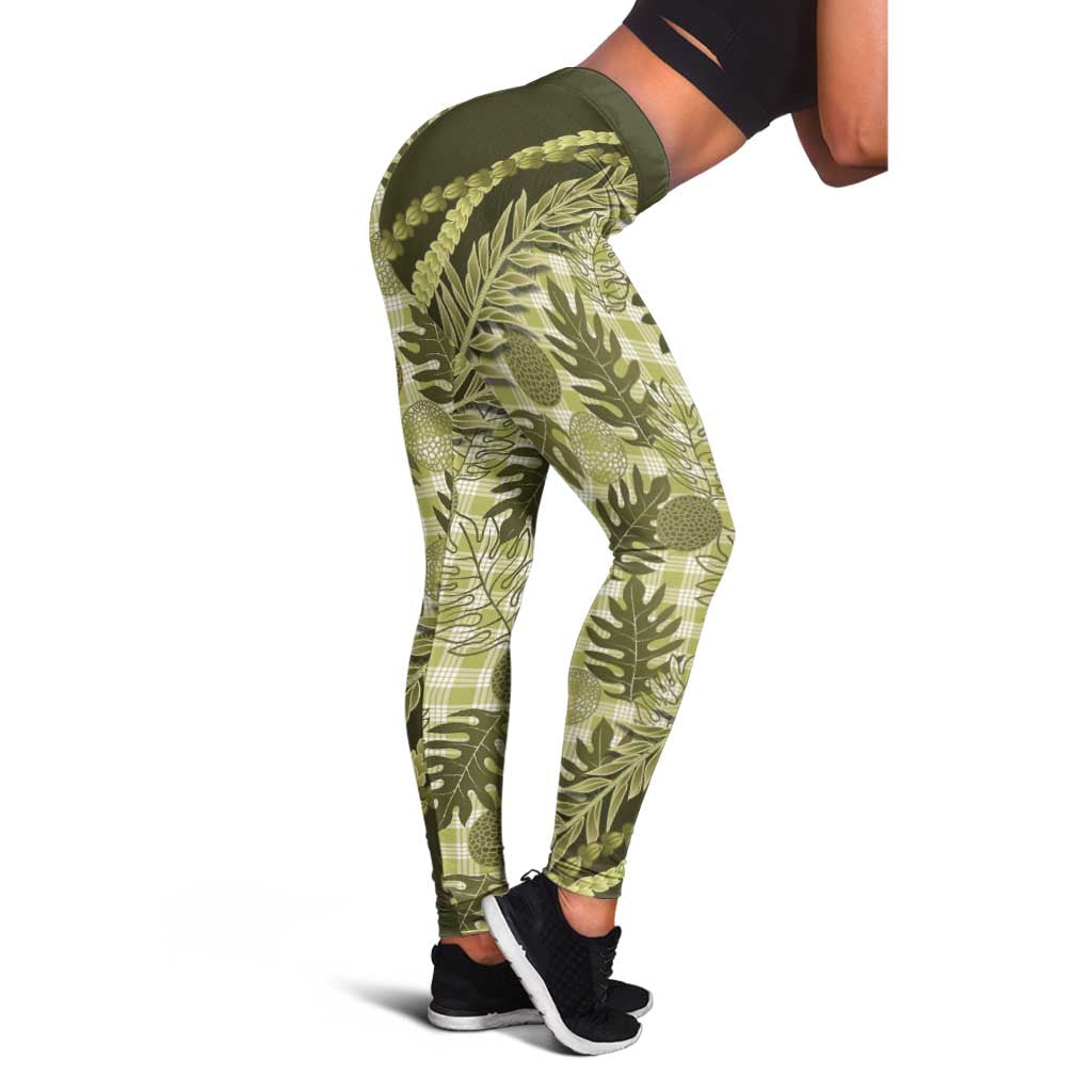 Hawaii Breadfruit Palaka Leggings Omaomao Maile Lei - Polynesian Pride