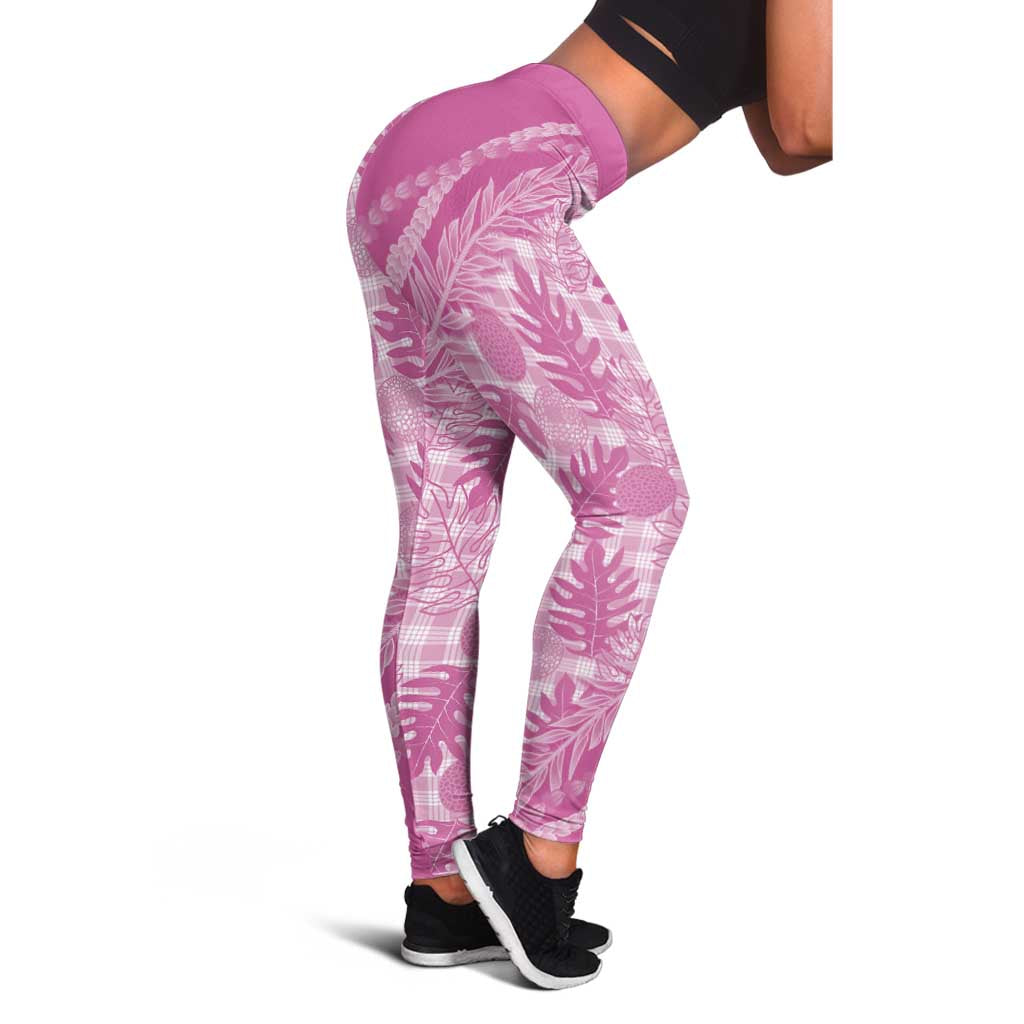 Hawaii Breadfruit Palaka Leggings Omaomao Ulaula Maile Lei - Polynesian Pride