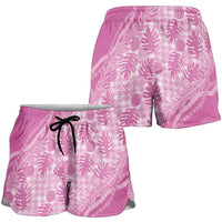 Hawaii Breadfruit Palaka Shorts for Women Omaomao Ulaula Maile Lei LT9 - Polynesian Pride