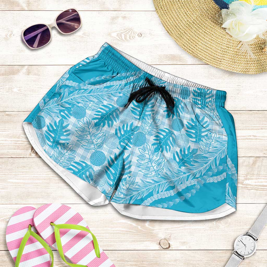 Hawaii Breadfruit Palaka Shorts for Women Polu Maile Lei - Polynesian Pride