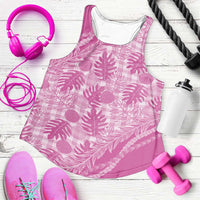 Hawaii Breadfruit Palaka Women Racerback Tank Omaomao Ulaula Maile Lei LT9 Pink - Polynesian Pride
