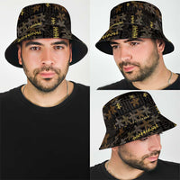 Hawaii Brown Plumeria Lei Black Bucket Hat Frangipani Floral Heritage Art
