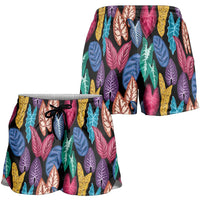 Hawaii Colorful Tropical Leaves Shorts for Women