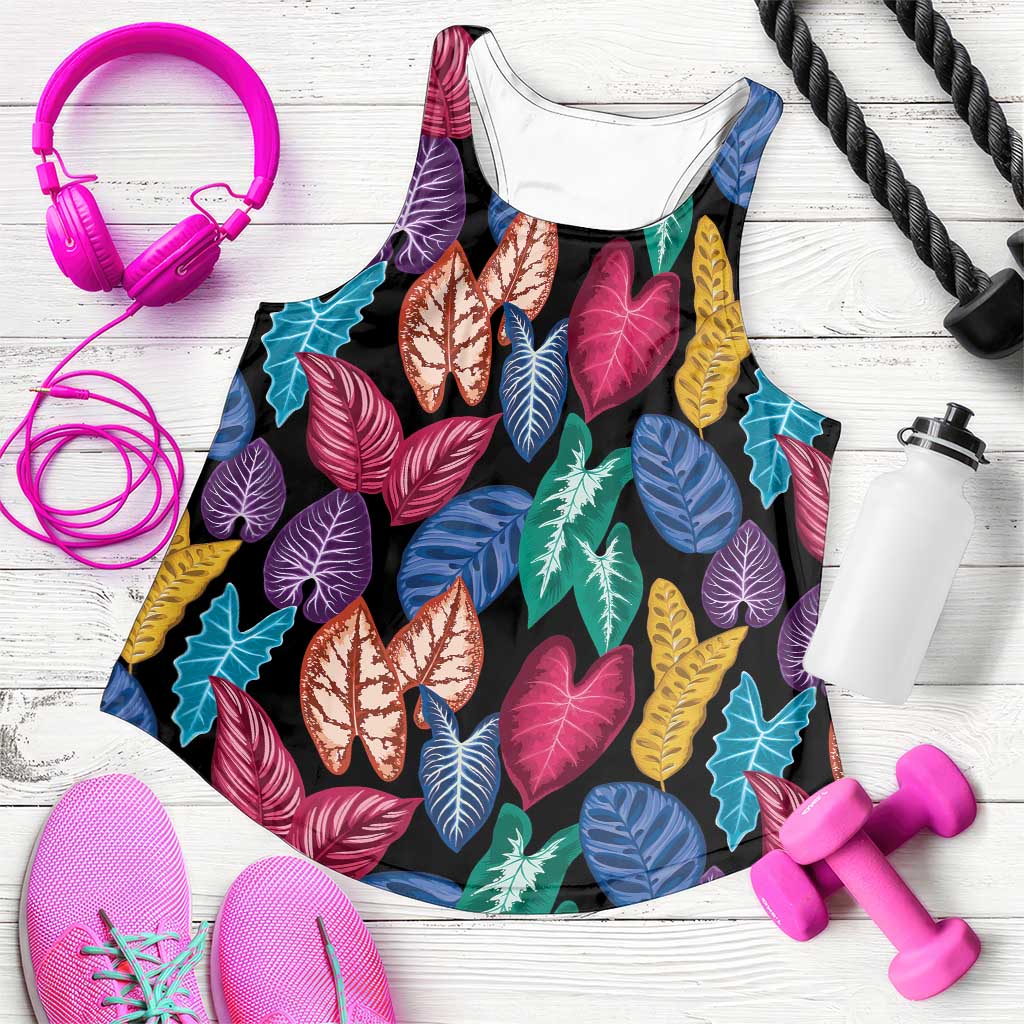 Hawaii Colorful Tropical Leaves Women Racerback Tank