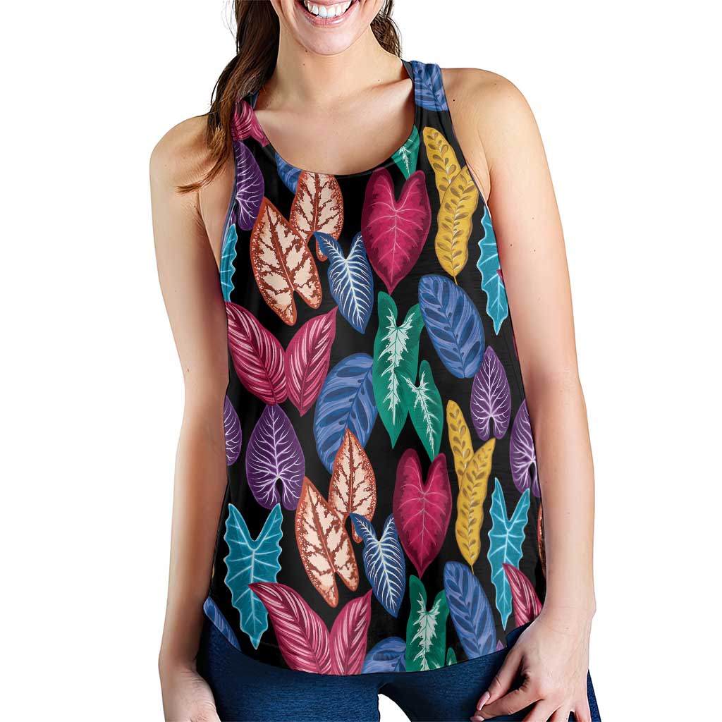 Hawaii Colorful Tropical Leaves Women Racerback Tank