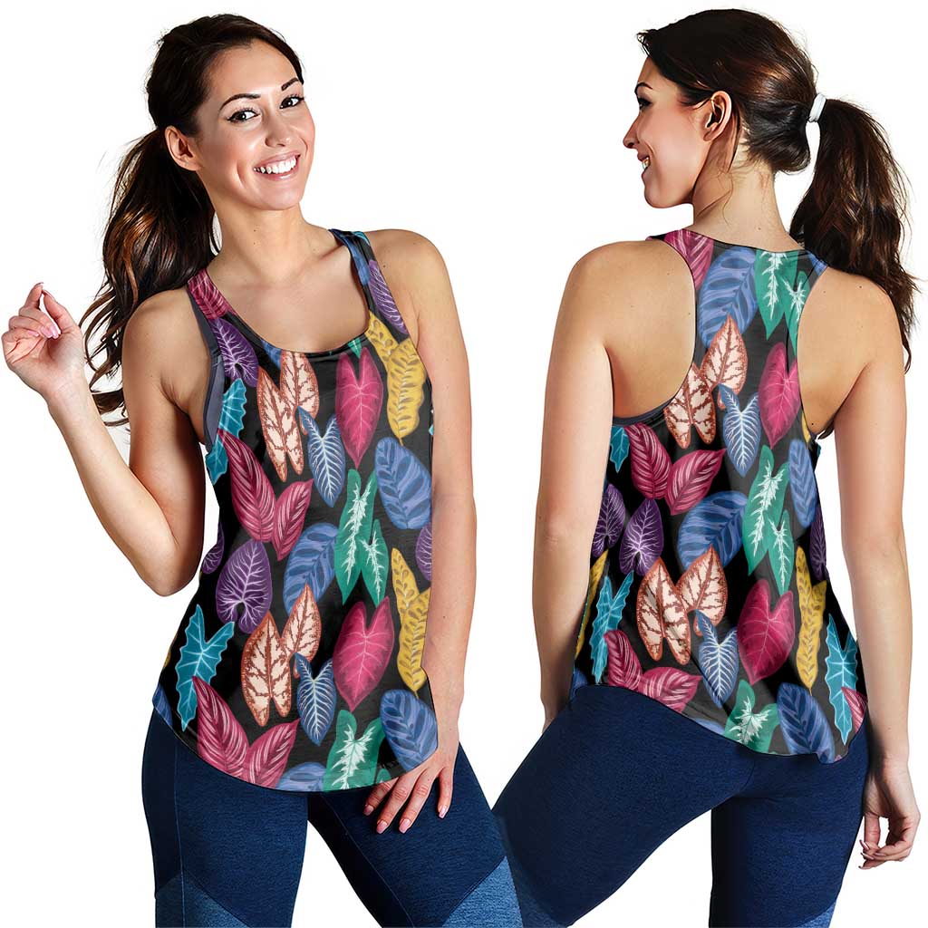 Hawaii Colorful Tropical Leaves Women Racerback Tank