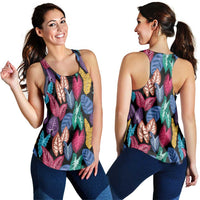 Hawaii Colorful Tropical Leaves Women Racerback Tank