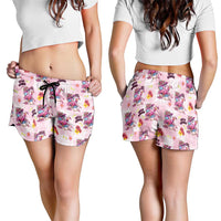 Hawaii Flamingo Hello Summer Shorts for Women Hawaiian Quilt Pattern LT9 - Polynesian Pride