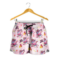 Hawaii Flamingo Hello Summer Shorts for Women Hawaiian Quilt Pattern LT9 - Polynesian Pride