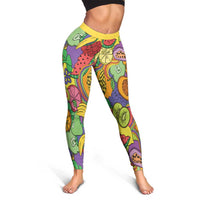 Hawaii Fruits Hippie Style Leggings Vibrant Colorful