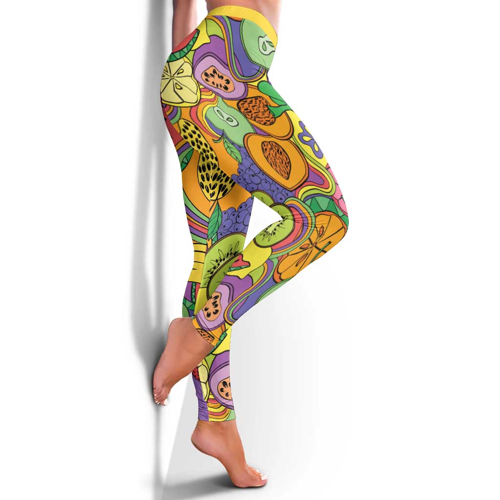 Hawaii Fruits Hippie Style Leggings Vibrant Colorful