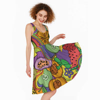 Hawaii Fruits Hippie Style Midi Dress Vibrant Colorful LT01 - Polynesian Pride