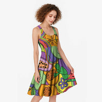Hawaii Fruits Hippie Style Midi Dress Vibrant Colorful LT01 - Polynesian Pride