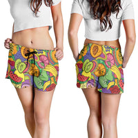 Hawaii Fruits Hippie Style Shorts for Women Vibrant Colorful LT01 - Polynesian Pride