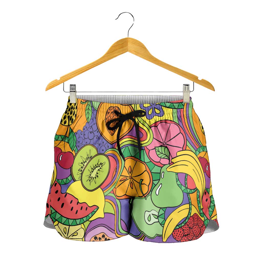 Hawaii Fruits Hippie Style Shorts for Women Vibrant Colorful LT01 - Polynesian Pride