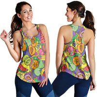 Hawaii Fruits Hippie Style Women Racerback Tank Vibrant Colorful