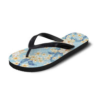 Hawaii Hibiscus Plumeria Blue Flip Flops Polynesian Pattern