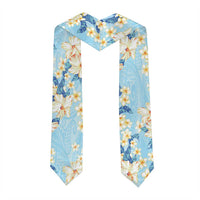 Hawaii Hibiscus Plumeria Blue Graduation Stole Polynesian Pattern
