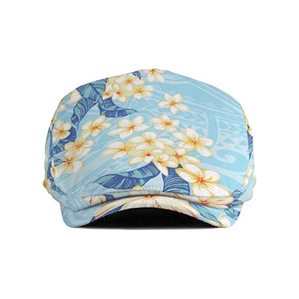 Hawaii Hibiscus Plumeria Blue Jeff Hat Polynesian Pattern