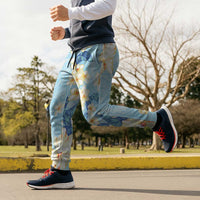 Hawaii Hibiscus Plumeria Blue Jogger Pants Polynesian Pattern