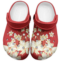 Hawaii Hibiscus Plumeria Red Clogs Shoes Polynesian Pattern