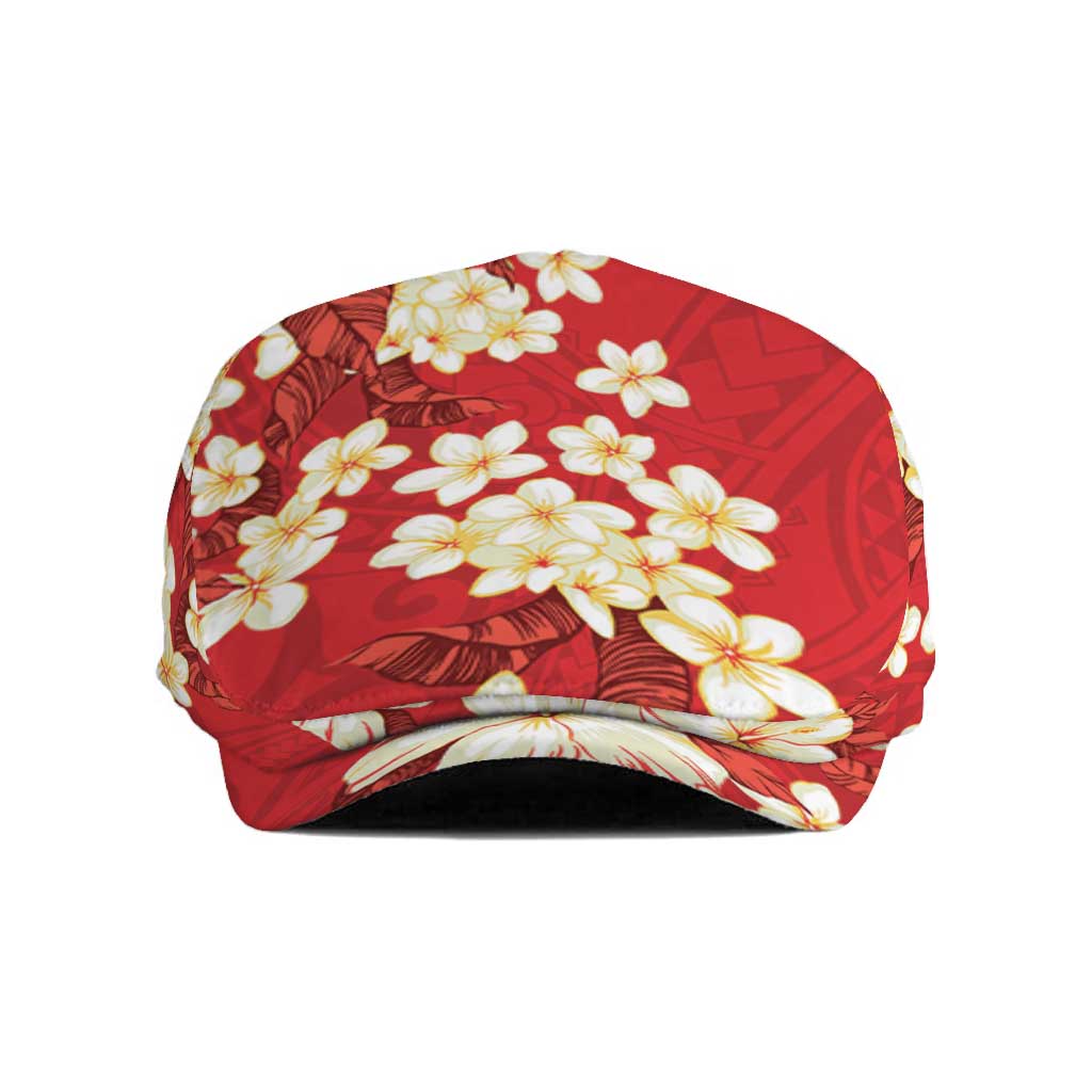 Hawaii Hibiscus Plumeria Red Jeff Hat Polynesian Pattern