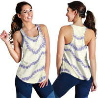 Hawaii Honohono Palaka Motifs Women Racerback Tank Hawaiian Orchid Lei LT14 - Polynesian Pride